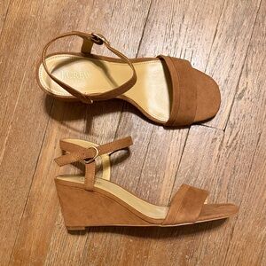 NWOT J. Crew Factory Tan Wedge Sandals